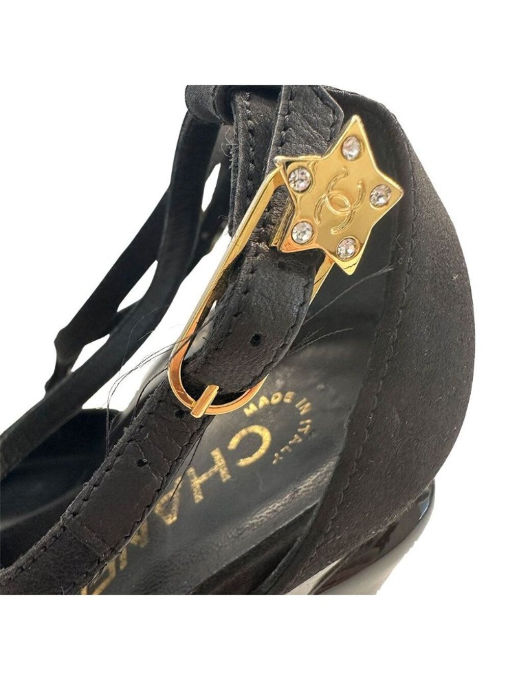 Chanel Shoes Leather Heels Black CC Logo Line - Picture 11 of 14